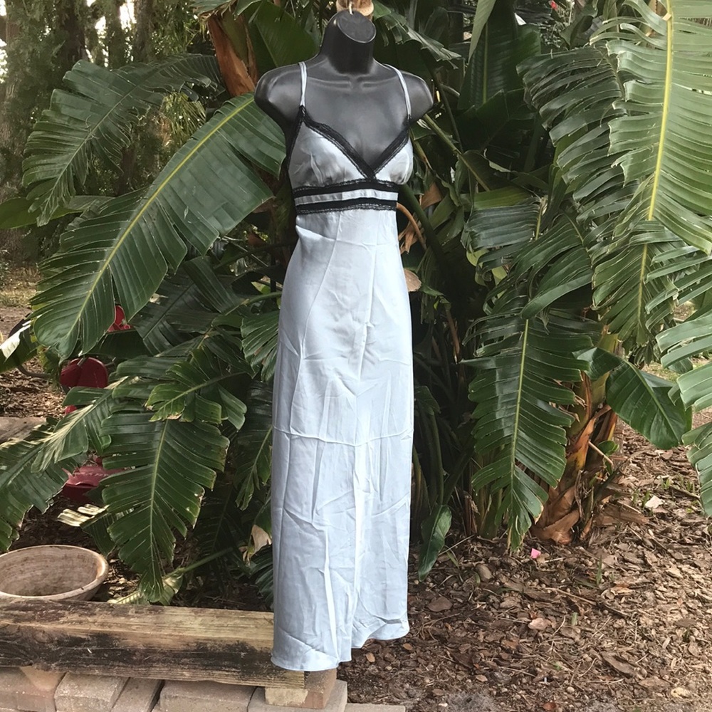 Lace trim Satin slip dress
